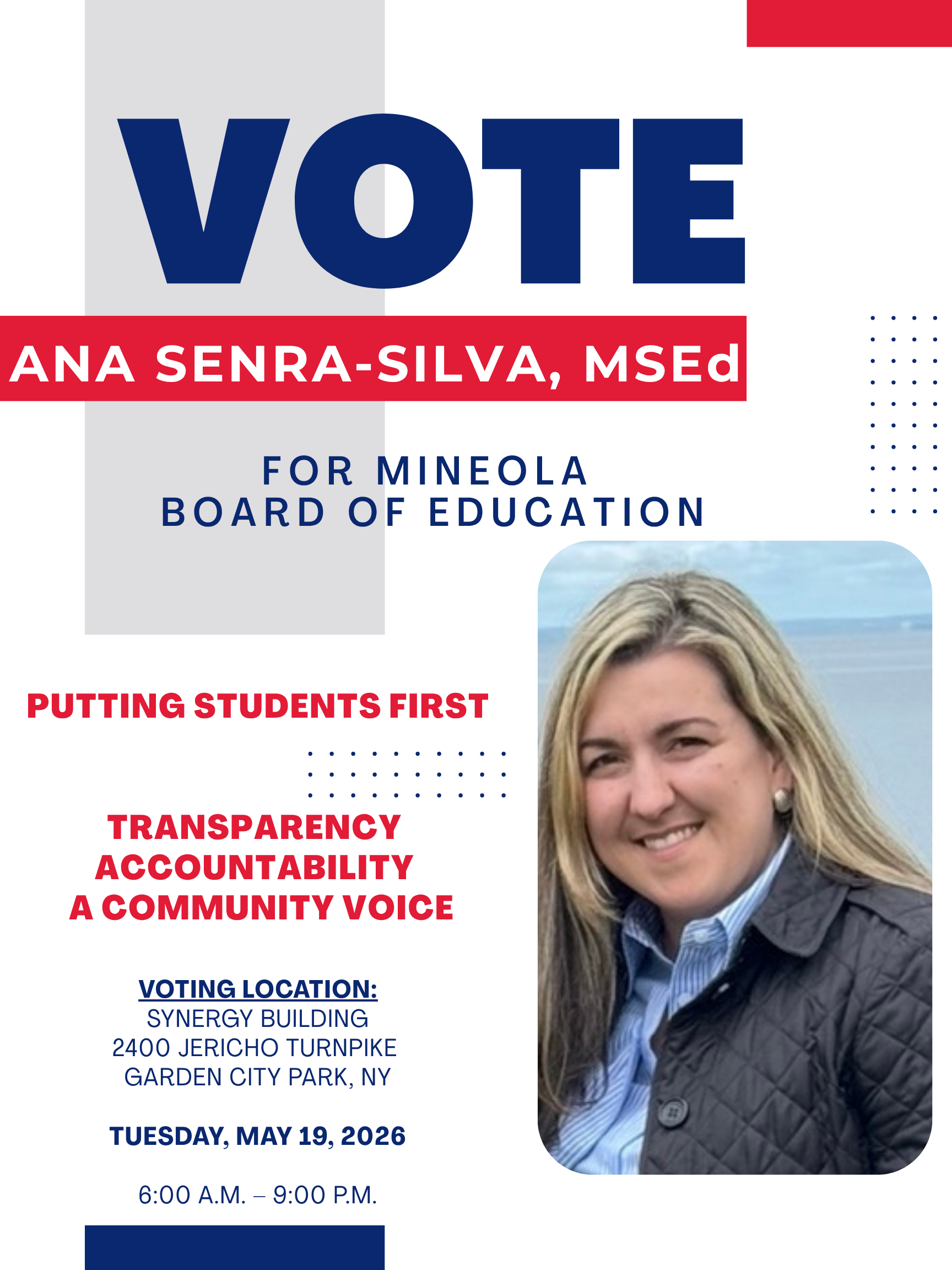 Campaign flyer for Ana Senra-Silva
